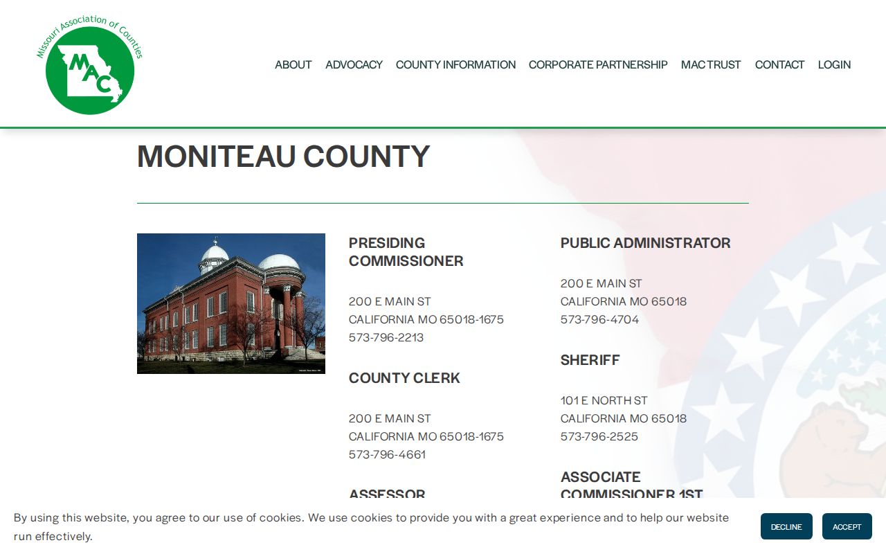 Moniteau courthouse directory for warrant and docket inquiries